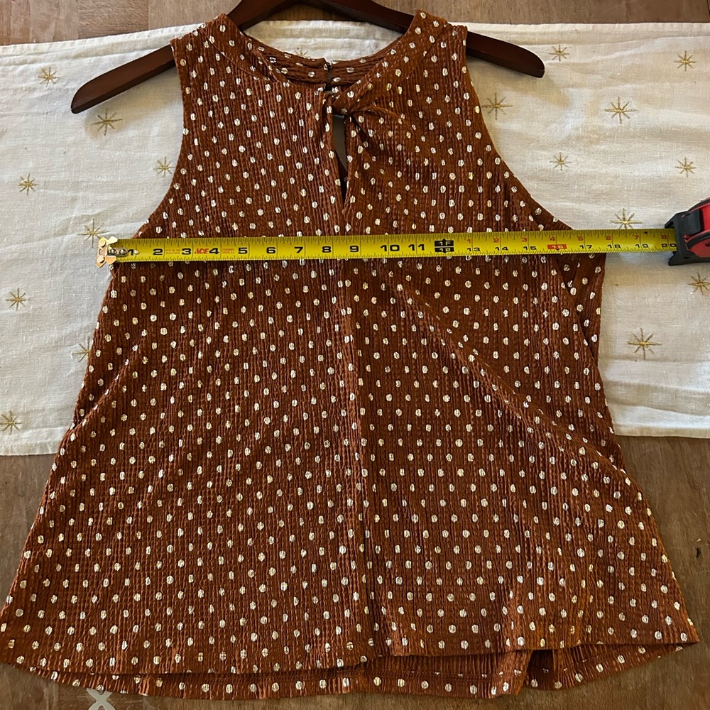 Anthropologie Rust Polka-Dot Tie-Neck Sleeveless Camisole - Picture 6 of 6
